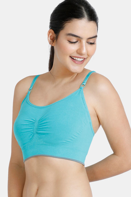 Zivame At Home Double Layered Non Wired Full Coverage Slip-On Bra - Green — image 3