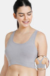 Zivame At Home Double Layered Non Wired Full Coverage Bra - Grey — thumbnail 1