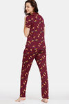 Zivame Fruggies Knit Poly Pyjama Set - Grape Wine — thumbnail 3