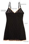 Zivame Sundown Collection Soft Floral Lace Chemise-Black — thumbnail 6