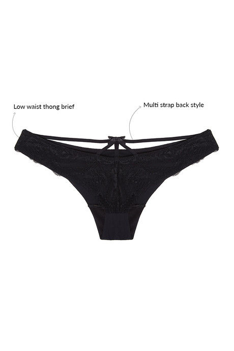 Zivame Laser Cut Front Lace Touch Thong Panty-Black — image 6