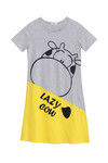 Zivame After Hours Cotton Short Nighty- Grey n Yellow — thumbnail 6