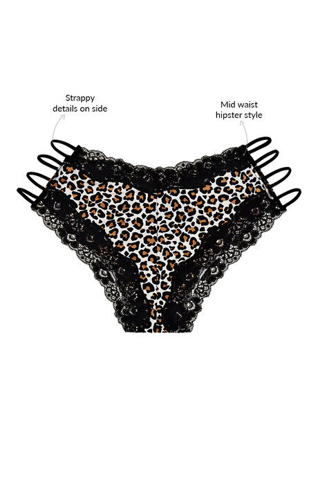 Zivame Lace Touch Hipster Panty With Strappy Sides- Black Leopard Print — image 6