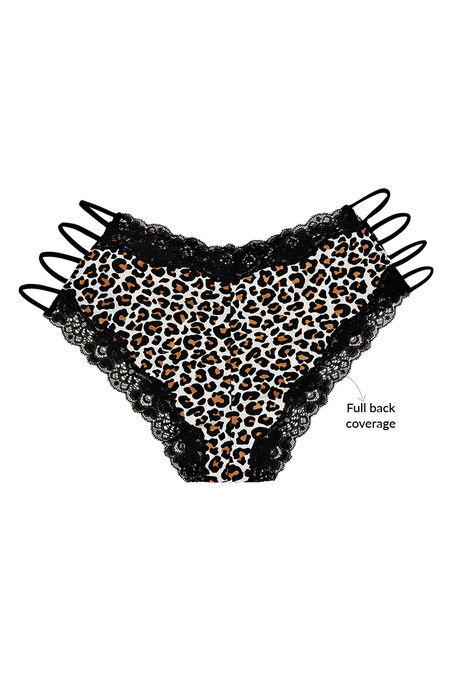 Zivame Lace Touch Hipster Panty With Strappy Sides- Black Leopard Print — image 7