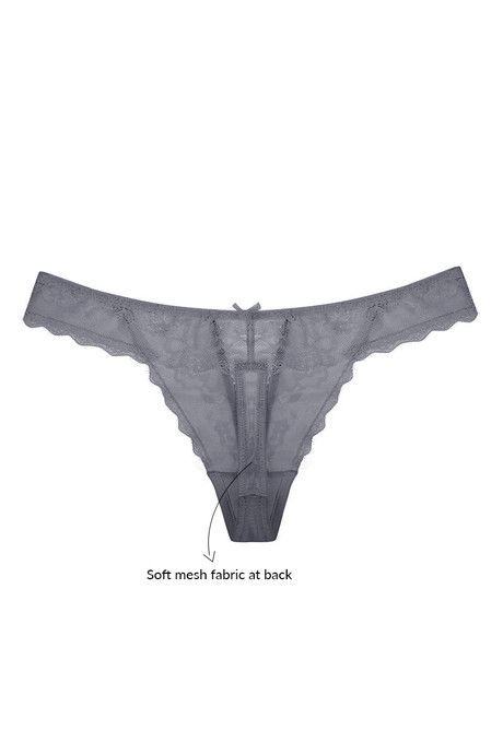 Zivame All Lace Criss Cross Front Low Rise Thong Panty-Grey — image 6
