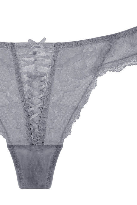 Zivame All Lace Criss Cross Front Low Rise Thong Panty-Grey — image 7