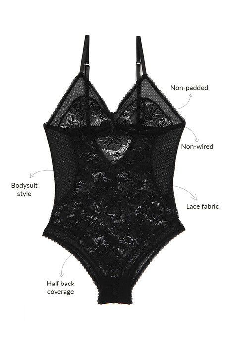 Zivame Very Sexy Floral Lace Teddy with Thong Panty- Black — image 5