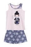 Zivame After Hours Japanese Girls Cotton Shorts Set- Pink Navy — thumbnail 6