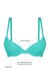 Zivame Delicate Lace Overlay Gentle Push Up Bra-Turquoise — thumbnail 6