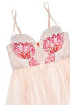 Zivame Dual Tone Lace Soft Mesh Gentle Push Up Babydoll With G String-Pink — thumbnail 8