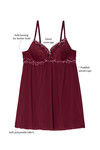 Zivame Dual Tone Lace Padded Babydoll with G-String- Burgundy — thumbnail 6