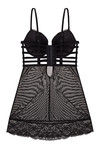 Zivame Lace Touch Cage Styling Padded Wired Babydoll With G String-Black — thumbnail 7