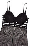 Zivame Lace Touch Cage Styling Padded Wired Babydoll With G String-Black — thumbnail 9