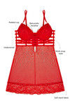 Zivame Lace Touch Cage Styling Padded Wired Babydoll With G String-Red — thumbnail 5