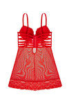 Zivame Lace Touch Cage Styling Padded Wired Babydoll With G String-Red — thumbnail 6