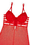 Zivame Lace Touch Cage Styling Padded Wired Babydoll With G String-Red — thumbnail 7