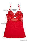 Zivame Dual Tone Lace Strappy Side Padded Wired Babydoll With G String-Red — thumbnail 6