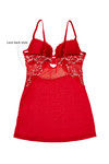 Zivame Dual Tone Lace Strappy Side Padded Wired Babydoll With G String-Red — thumbnail 7