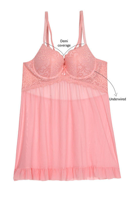 Zivame Summer Bounty Very Sexy Babydoll With Thong- Coral — image 5