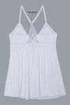 Zivame Sundown Aztec Lace Pretty Back Babydoll with Thong- White — thumbnail 6