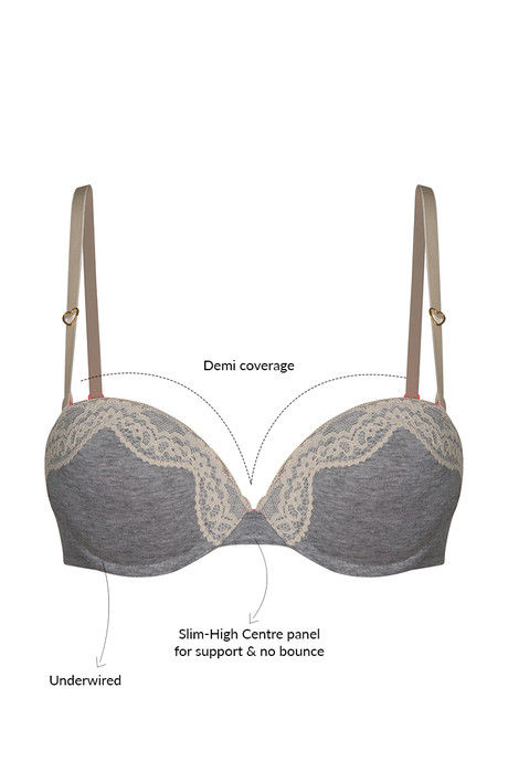 Zivame Cotton Comfort Gentle Push Up Convertible Bra - Grey — image 5