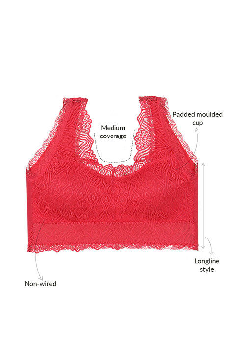 

Zivame Made to Layer Knit Lace Longline Cami Bra lette Coral, Pinks