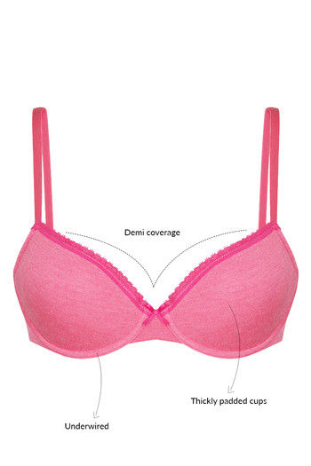 Buy Zivame Cotton Comfort Padded Wired T-Shirt Bra- Coral at Rs.517 ...