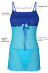 Zivame Lace Embrace Sheer Turquoise Blue Babydoll With G String — thumbnail 5