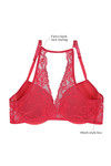 Zivame All That Lace Padded Wired Medium Coverage Pretty Back Bra-Red — thumbnail 6