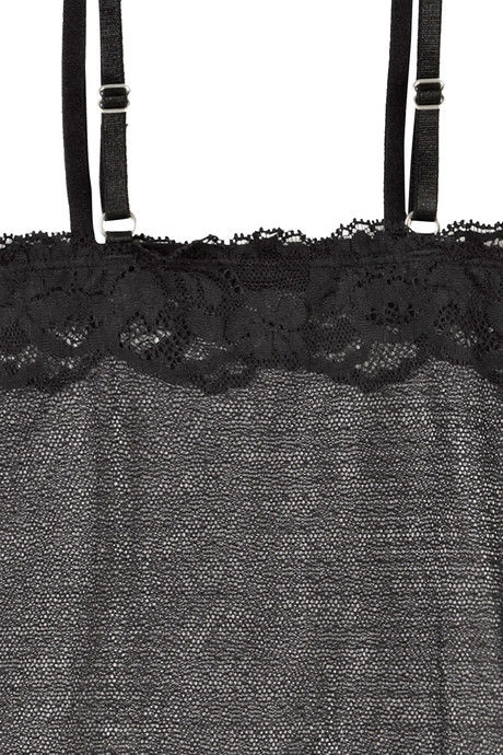 Zivame Sundown Collection Jacquard Mesh Chemise With Thong-Black — image 7