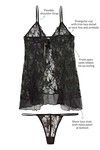 Zivame Sundown Collection All Lace Babydoll With G String-Black — thumbnail 6