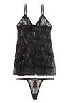 Zivame Sundown Collection All Lace Babydoll With G String-Black — thumbnail 7