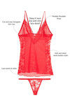 Zivame Sundown Collection Lace panel Slip On Chemise With G Sting-Red — thumbnail 6