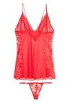 Zivame Sundown Collection Lace panel Slip On Chemise With G Sting-Red — thumbnail 7