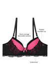 Zivame Demi Coverage Padded Balconette Bra- Fucsia with Black — thumbnail 6