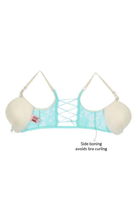 Zivame Demi Coverage Padded Pretty Back Front Open Bra- Ivory n Mint — image 6