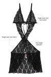 Zivame Sheer n Sexy Floral Lace Babydoll with G-String- Black — thumbnail 6