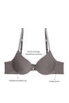 Zivame Padded Wired Low Coverage T-Shirt Bra-Pink Grey — thumbnail 13