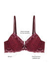 Zivame Push Up Wired Low Coverage Bra-Burgundy — thumbnail 6