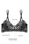 Zivame Floral Lace Padded Bra- Black — thumbnail 6