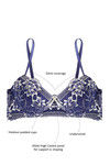 Zivame Floral Lace Padded Bra- Blue — thumbnail 5