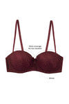 Zivame All Lace Padded Strapless Bra-Burgundy — thumbnail 6