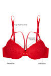 Zivame Lace Touch Demi Coverage Laser Wings Bra-Red — thumbnail 6