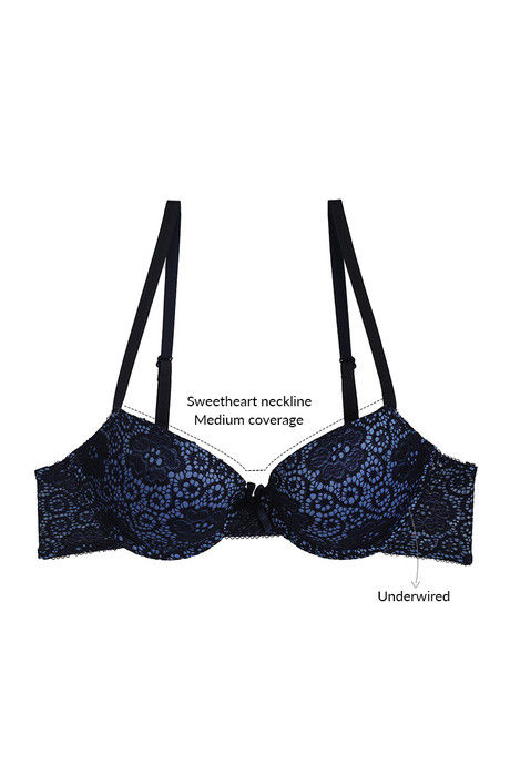 Zivame Luxe Lace Push Up Wired Medium Coverage Bra-Indigo — image 5