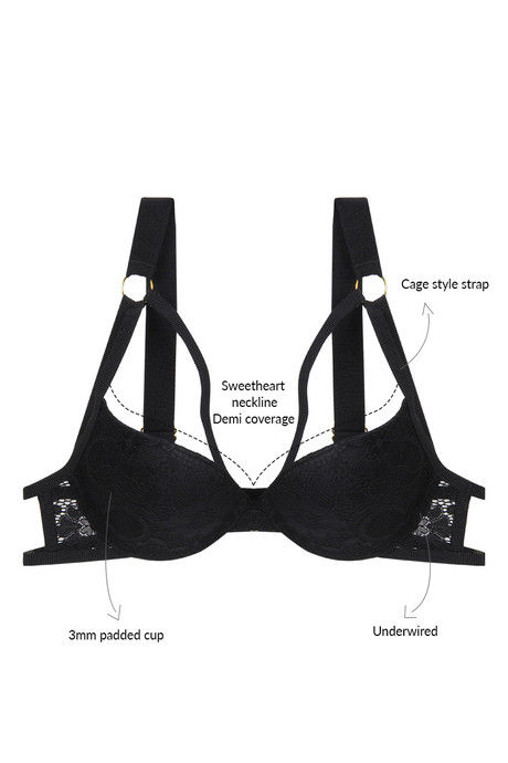 Zivame Summer Bounty Padded Wired Low Coverage Cage Bra-Black — image 4