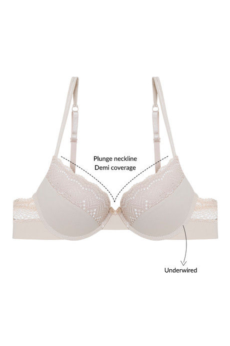 Zivame Laser Wings Push Up Wired Low Coverage Bra-Beige — image 5