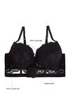 Zivame All That Lace Push Up Wired Low Coverage Bra-Black — thumbnail 6