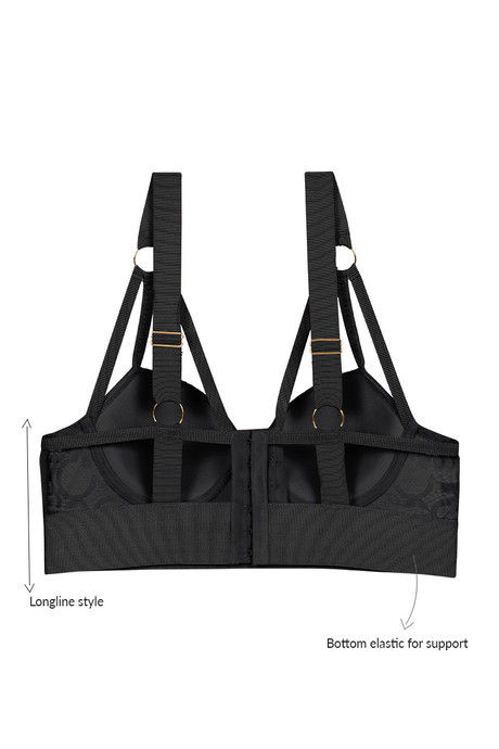 Zivame Summer Bounty Padded Wired Low Coverage Long Line Bra-Black — image 6