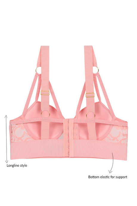 Zivame Summer Bounty Padded Wired Low Coverage Long Line Bra-Coral — image 5