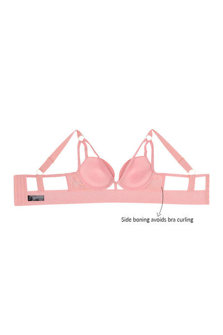 Zivame Summer Bounty Padded Wired Low Coverage Long Line Bra-Coral — image 6